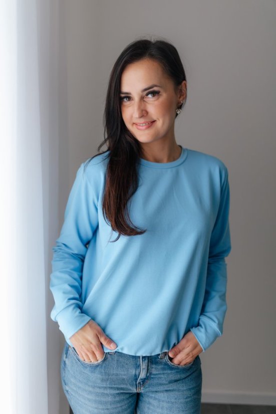 Dámská tenká mikina - light blue - Velikost: M/L