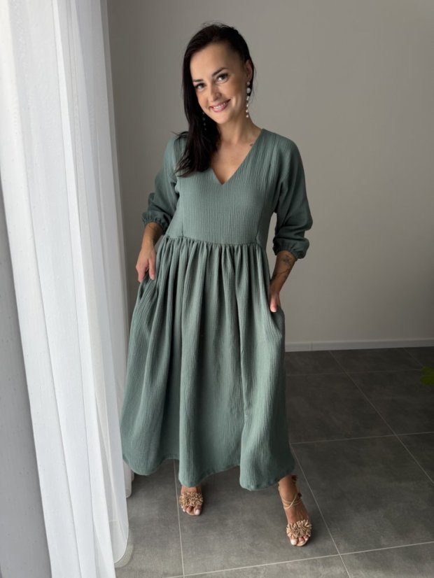 "Boho Breeze" dress - dark mint - Size: XS/S