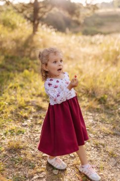 Girls' dress "Bohemia" - burgundy poppies