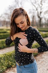 Triko ke kojení – zlatá srdíčka na černé