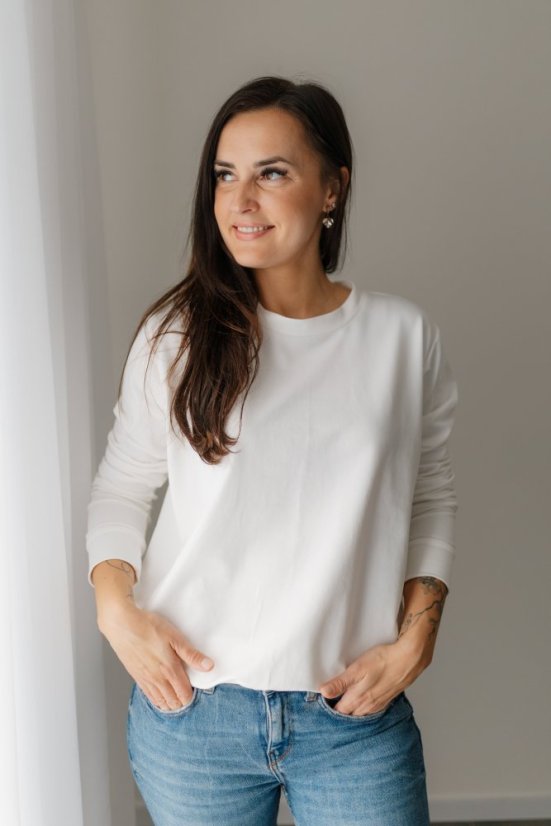 Dámská tenká mikina - smetanová - Velikost: M/L