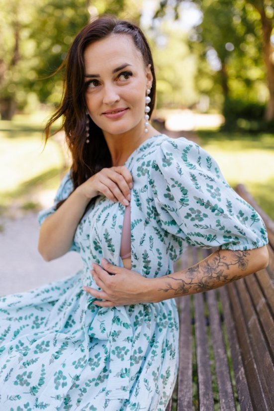 "Boho Breeze" dress MUM AND DAUGHTER - mint leaves - Size: XS/S