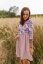 Teplákové šaty ke kojení s nasbíranou sukní – staroružové pivonky - Velikost: Na míru