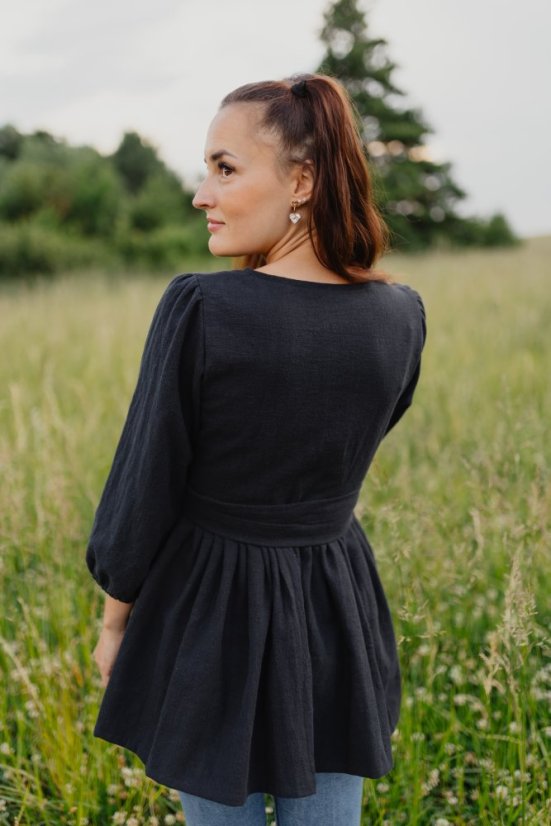 Lnená zavinovací halenka - různé barvy - Velikost: 3XL/4XL