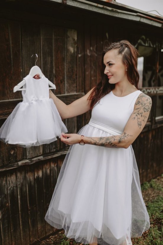 MIDI těhotenské svatební šaty bez rukávů - Melanie - Velikost: XL