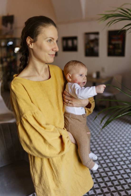 "Maison Linen" dress - Mustard - Size: M/L