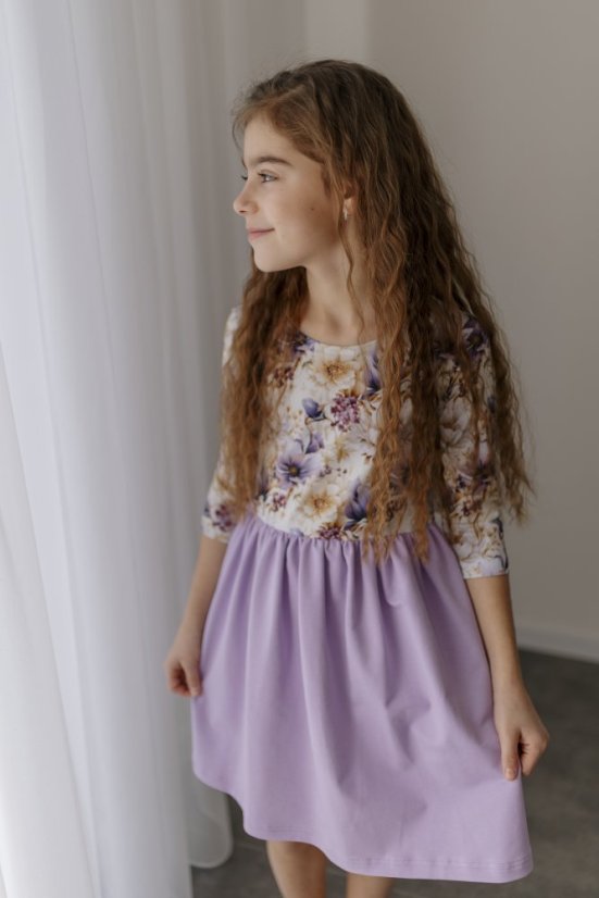 "Bohemia" dress - MOM and DAUGHTER - LILA flowers - Size: 2XL