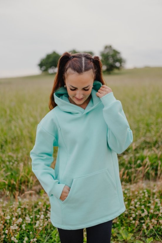 Hoodie mikina ke kojení – Mentolová - Velikost: 3XL/4XL