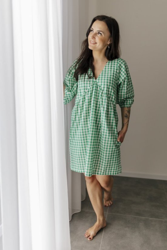 Breastfeeding "Tartana" dress - MOTHER AND DAUGHTER - green