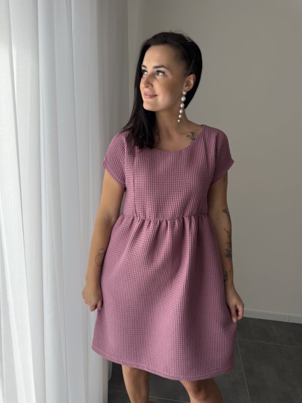 Cotton dress "Waffle" - mauve - Size: XS/S