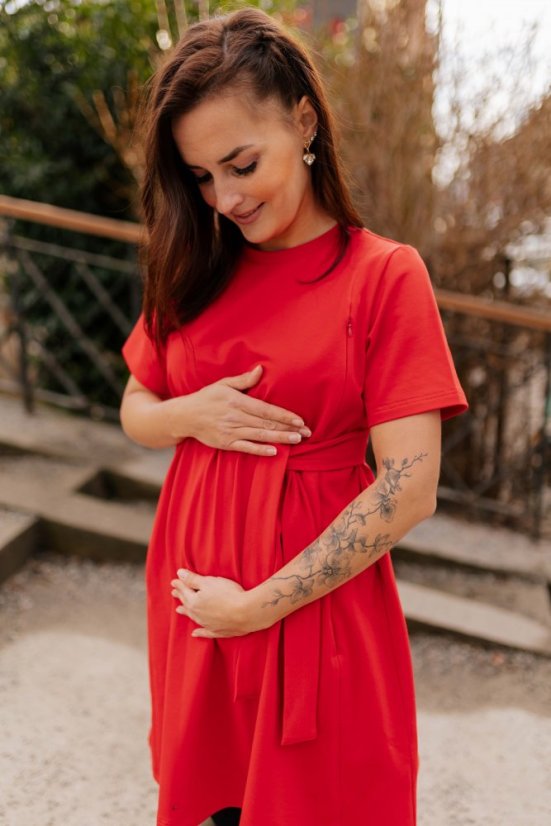 "Luna" Basic Dress - MUM AND DAUGHTER – Red - Size: M/L