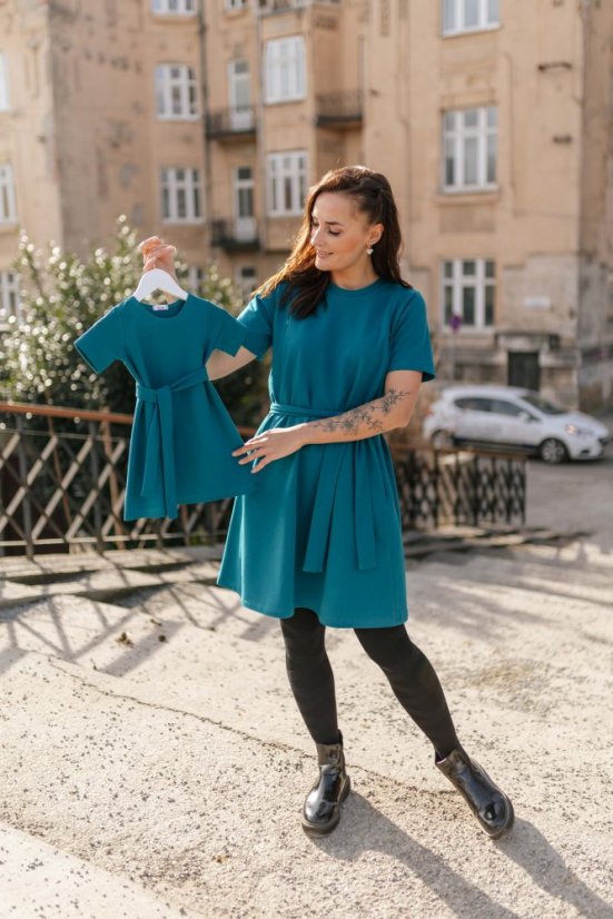 "Luna" Basic Dress - MUM AND DAUGHTER – Petrol - Size: XS/S