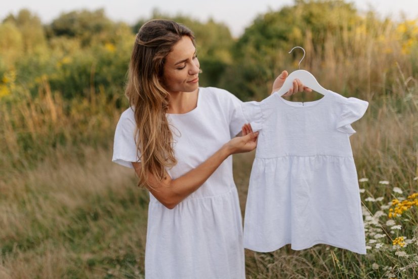 Lněné krátké šaty - MÁMA A DCERA – různé barvy - Velikost: 3XL/4XL