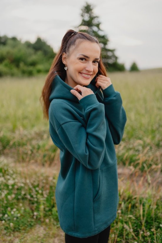 Hoodie mikina – Smaragdová - Velikost: XL/2XL