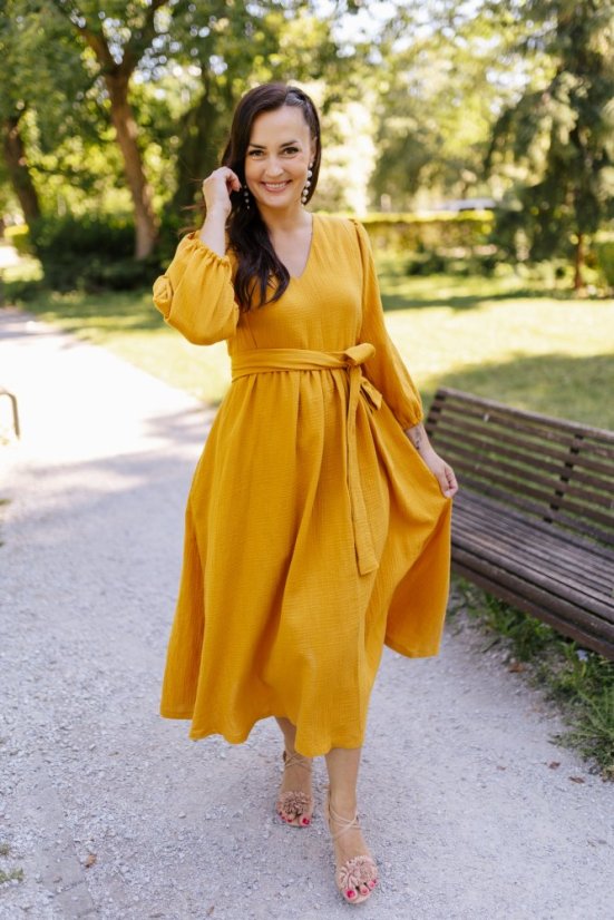 "Boho Breeze" dress - Mustard - Size: 3XL/4XL