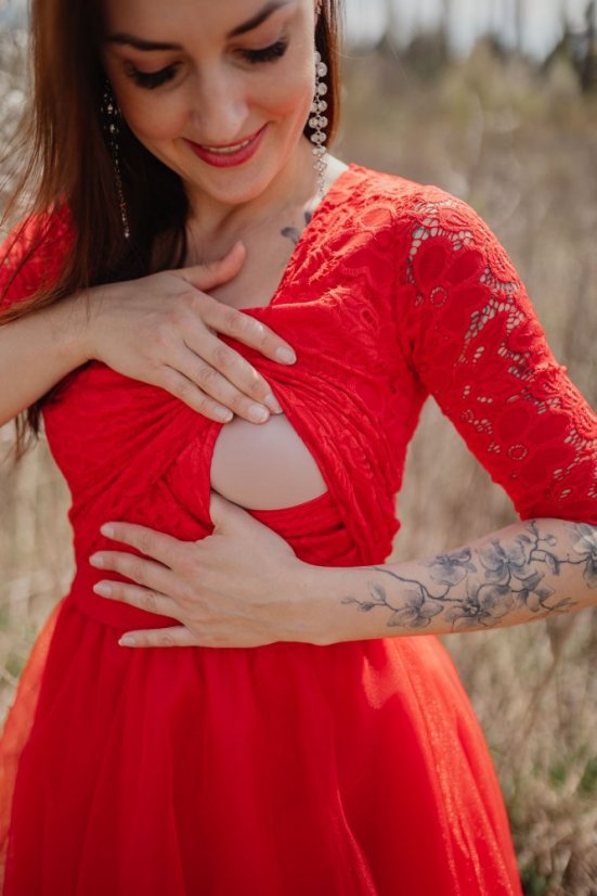 Společenské šaty "Grace"– červený - Velikost: XL