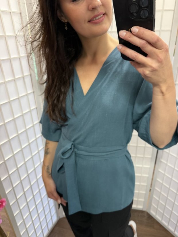 Krátké lněné kimono - různé barvy - Velikost: XL/2XL