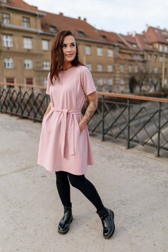 Oversize ačkové šaty – Starorůžová