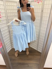 "Aurela romantic" linen dress MUM AND DAUGHTER - baby blue