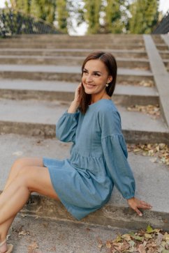 Kojicí šaty "Maison Linen" - Tmavá máta