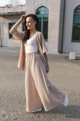 Long muslin maxi pants - beige