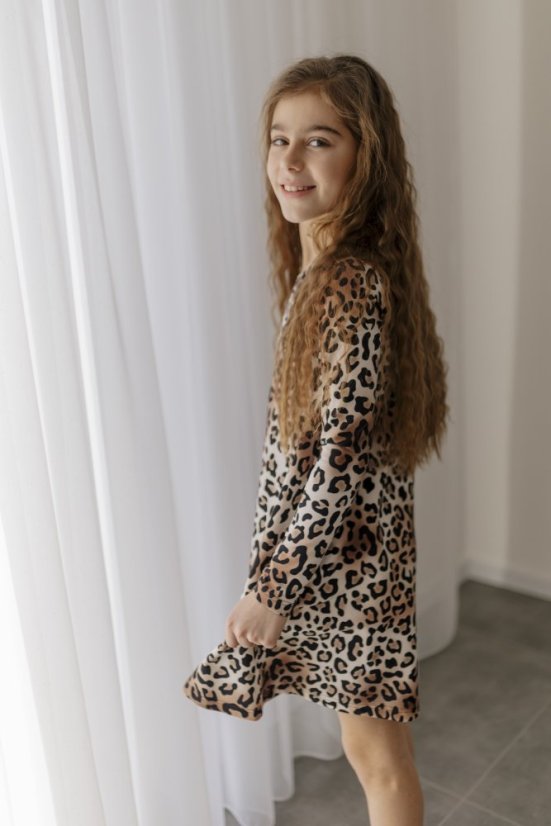 Dívčí šaty "Luna" basic - Leopard