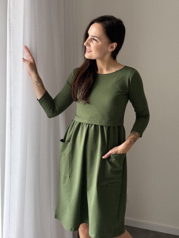 Kojicí MIDI šaty  – Khaki