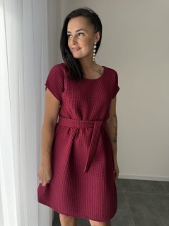 Cotton dress "Waffle" - berry