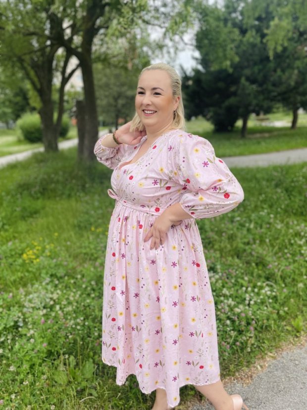 Poplin wrap dress - Pink flowers