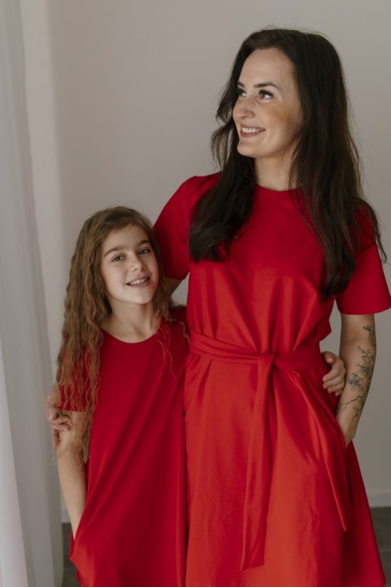"Luna" Basic Dress - MUM AND DAUGHTER – Red - Size: M/L