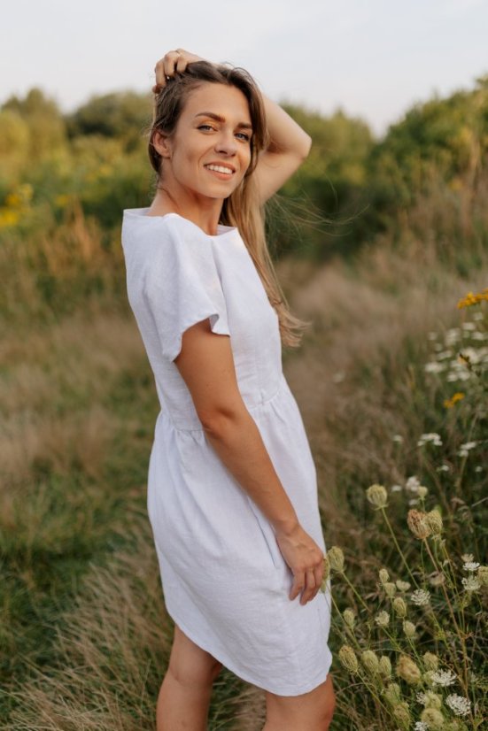 Lněné krátké šaty - MÁMA A DCERA – různé barvy - Velikost: 3XL/4XL