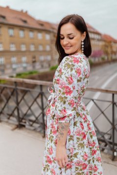 Cotton wrap dress - flowers