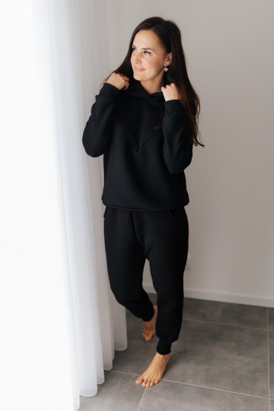 High-waisted sweatpants – black