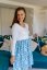Christmas dress with gathered skirt - Blue birds