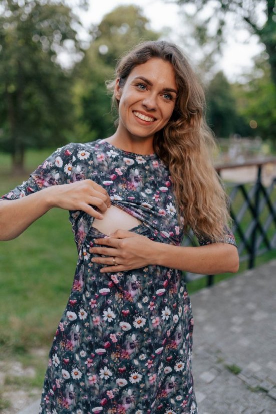Ačkové šaty - kopretiny - Velikost: L