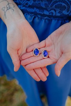 Kamínkové náušnice - kráľovsky modré