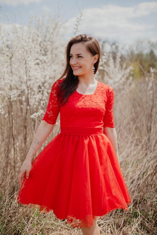 Formal tulle dress - red - Size: M, Variant: Classic