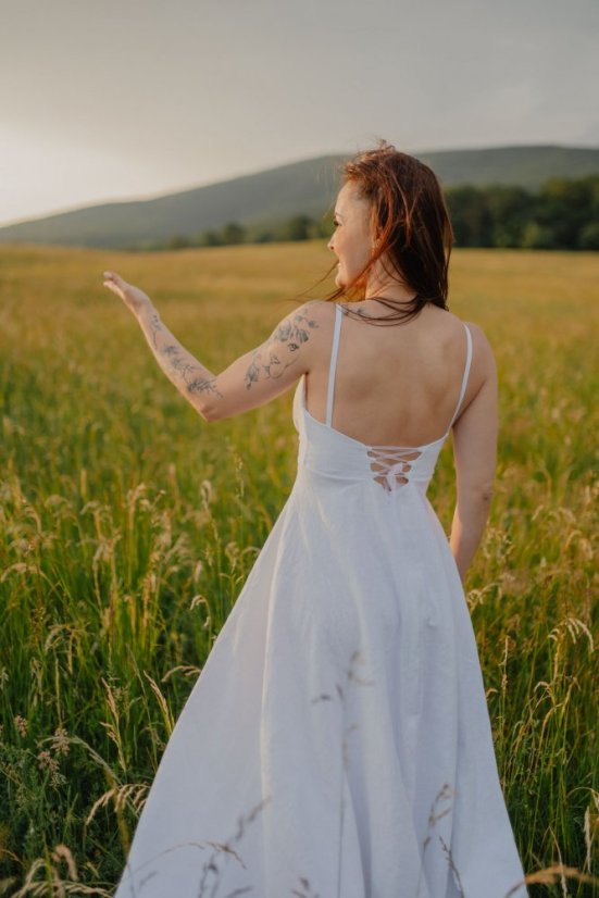 Lněné svatební šaty – Garnie - Velikost: Na míru