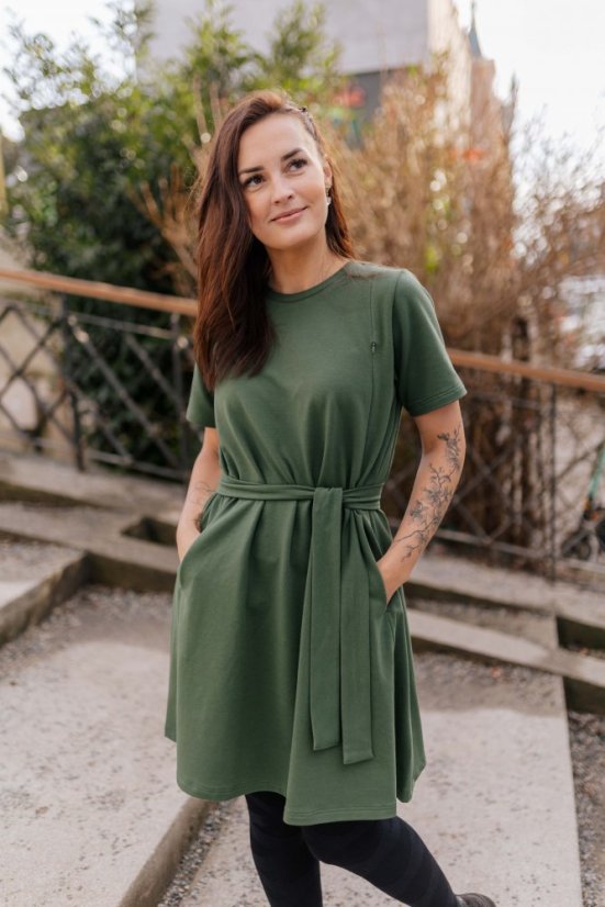 "Luna" Basic Dress - MUM AND DAUGHTER – Army green - Size: M/L