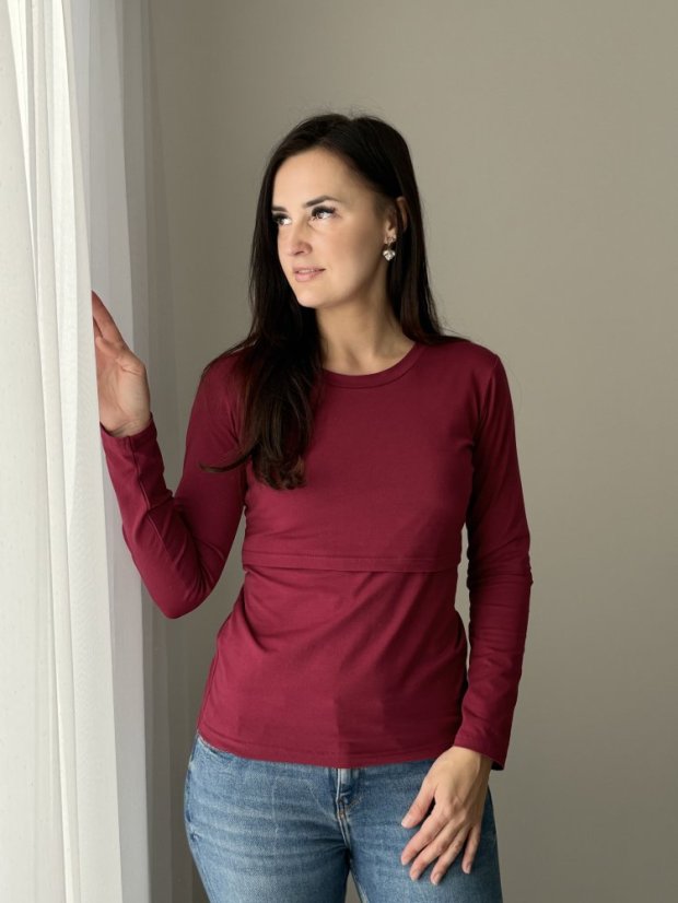 Nursing t-shirt - burgundy - Size: S