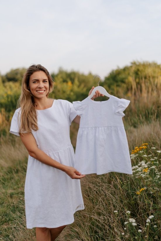 Lněné krátké šaty - MÁMA A DCERA – různé barvy - Velikost: 3XL/4XL