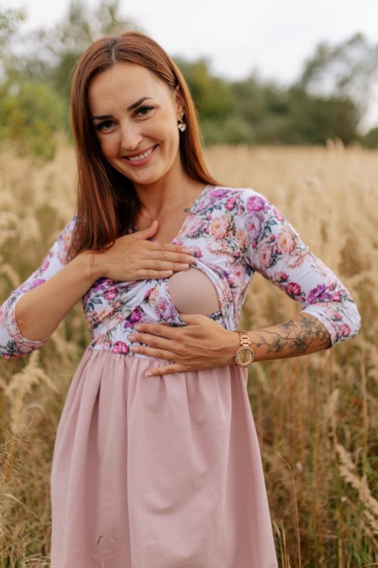 Šaty „Bohemie“ - MÁMA a DCERA - Staroružové pivonky