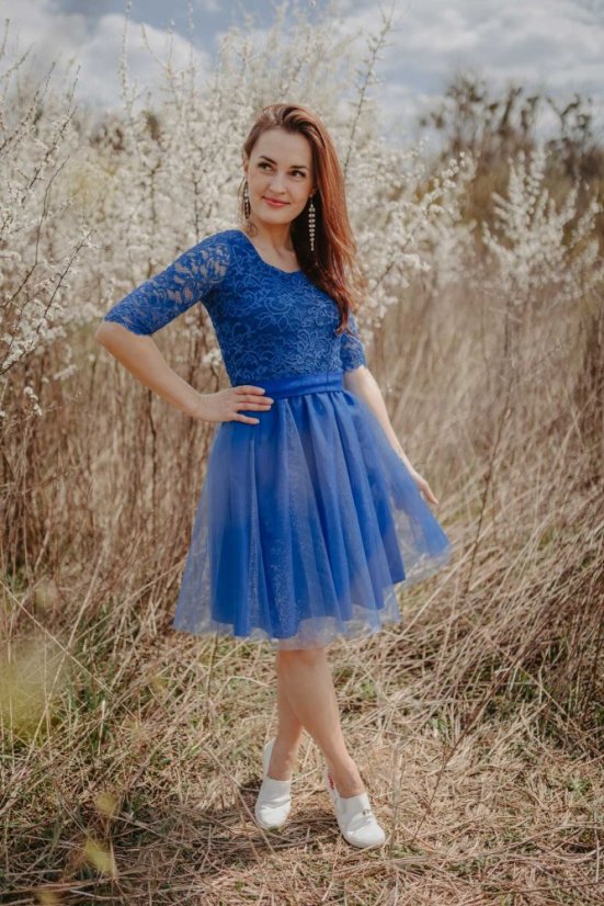 Formal breastfeeding tulle dress - Dark blue - Size: M
