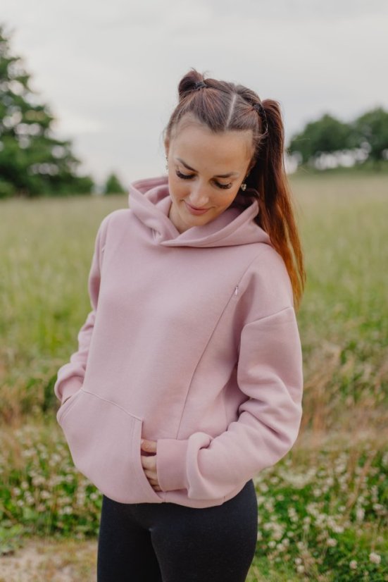 Hoodie mikina ke kojení – Starorůžová