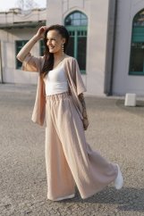 Long muslin maxi pants - beige
