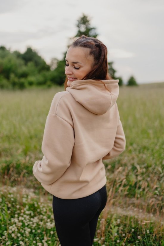 Hoodie mikina – Béžová - Velikost: M/L