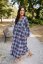 "Boho Flanel" dress MUM AND DAUGHTER - blue-pink cubes - Size: 3XL/4XL