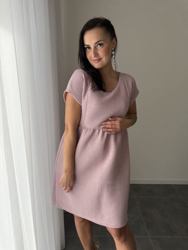 Cotton dress "Waffle" - old pink - Size: XL/2XL