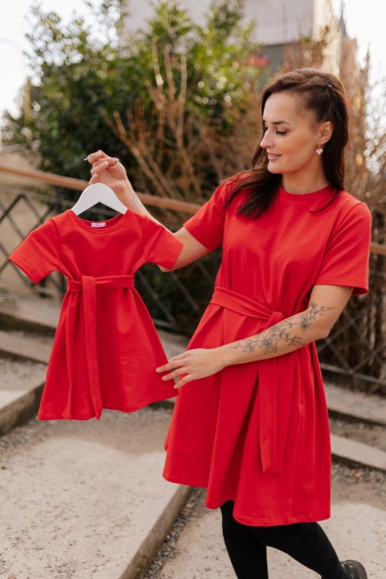 "Luna" Basic Dress - MUM AND DAUGHTER – Red - Size: 3XL/4XL