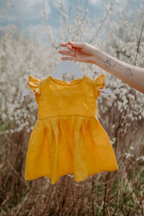 Lněné MIDI šaty - MÁMA A DCERA – Různé barvy